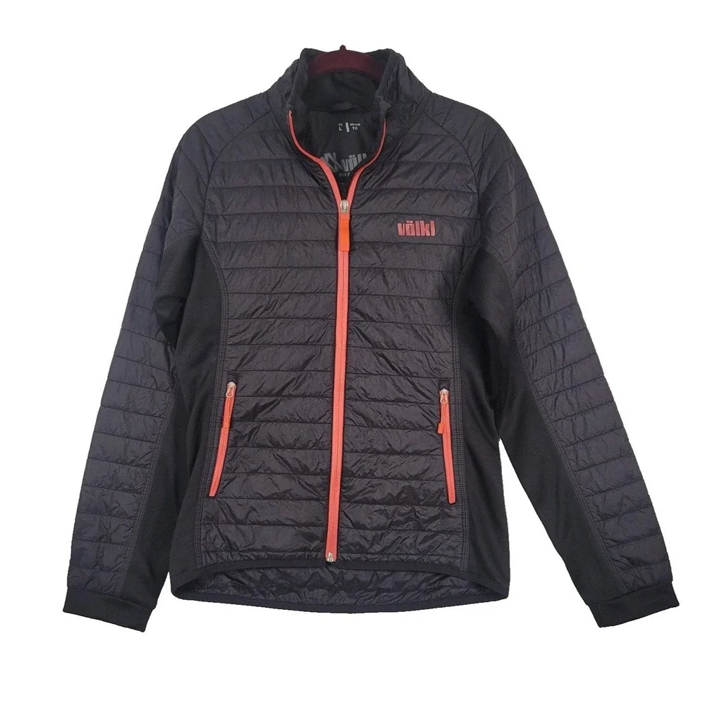 Volkl Big Mountain Pro Jacket Ladies‎ Large Black Orange Quilted Ski Insulated